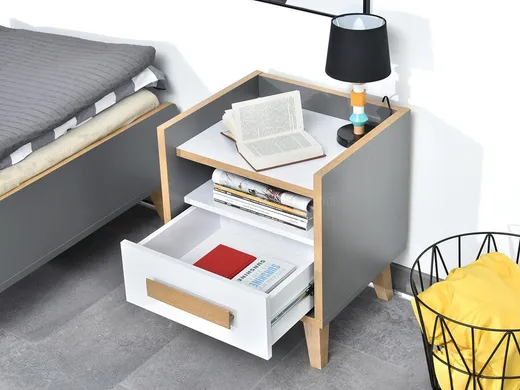 Szafka nocna SMART S11 - szary/biały/jesion