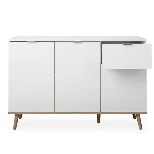 Komoda GÖTEBORG 3D1S 120 cm - biały mat/dąb sonoma