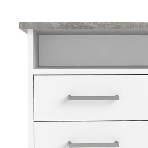 Biurko 1-drzwiowe z czterema szufladami FUNCTION 4S1D - biały/beton