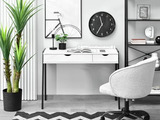 Biurko minimalistyczne z szufladami LUND - biały/czarny