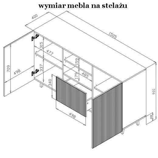 Komoda 2-drzwiowa z szufladą MALIA - biały mat/czarny stelaż