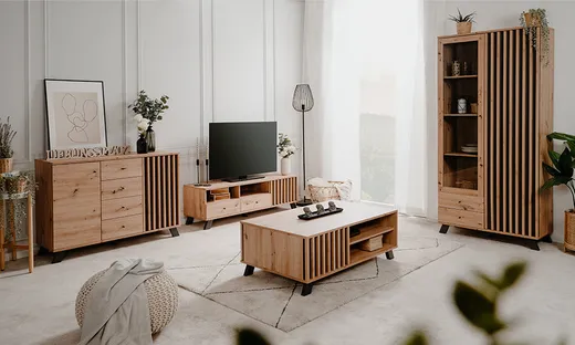 Komoda 3-drzwiowa z szufladami MEDAN - dąb artisan