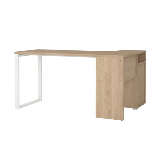 Biurko narożne z kontenerkiem SIGN - jackson hickory/biały