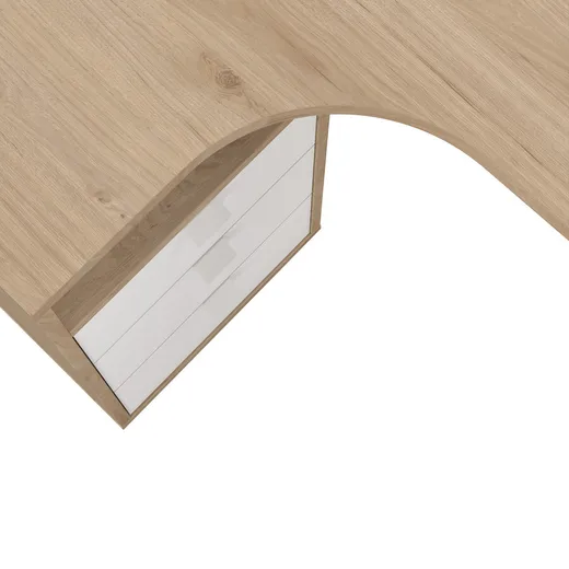 Biurko narożne z kontenerkiem SIGN - jackson hickory/biały