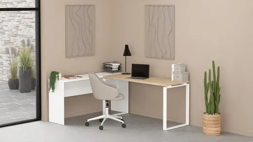 Biurko z przedłużeniem SIGN 150 cm - jackson hickory/biały mat