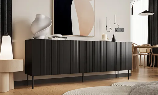 Komoda 4-drzwiowa MILO 200 cm - czarny mat