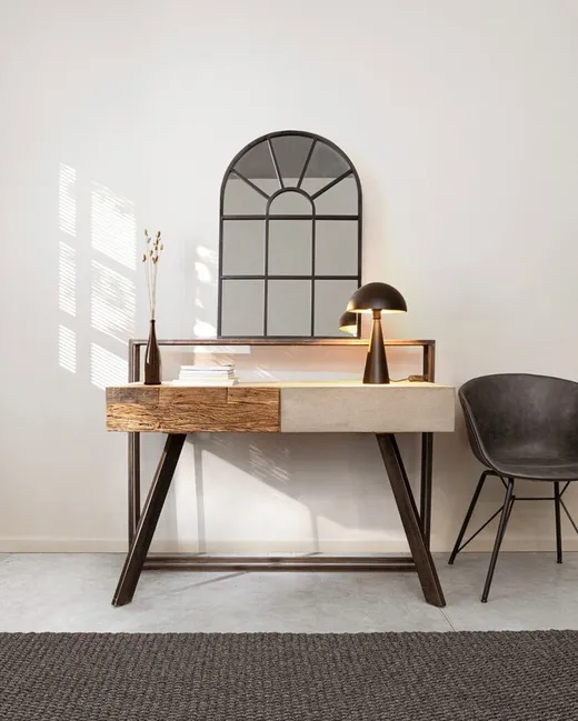 Biurko z szufladami MANCHESTER 120x60 - mango/czarny