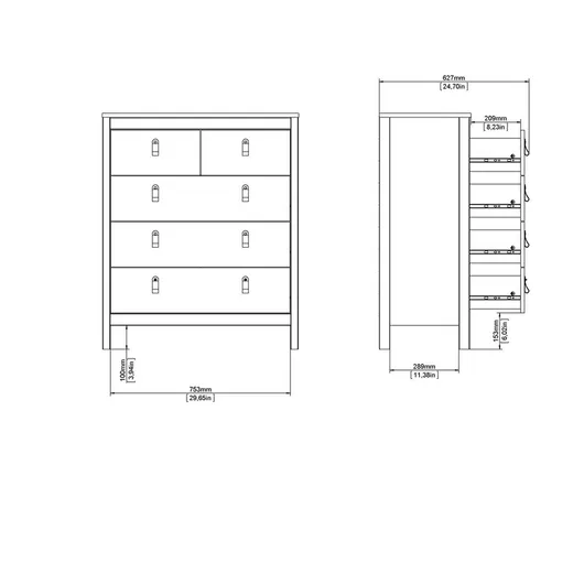 Komoda MADRID 3+2 5 szuflad - kaszmir
