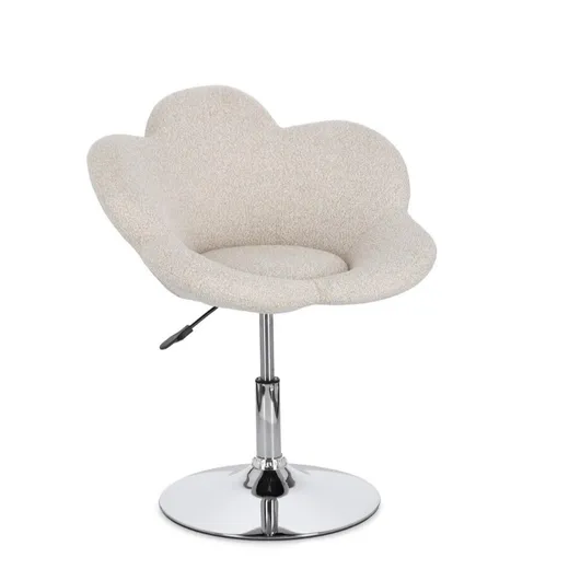 Fotel na podnośniku FLEUR BEIGE - beżowy/chrom