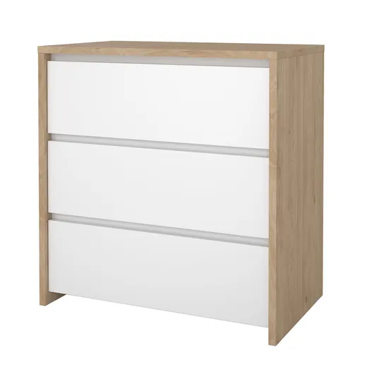 Komoda NEXT 3 szuflady - biały połysk/jackson hickory