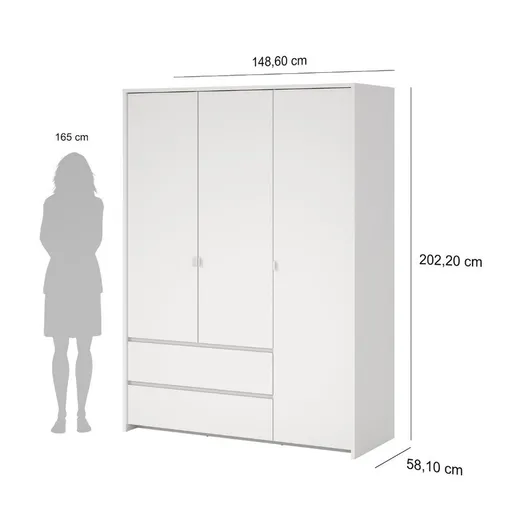 Szafa 3-drzwiowa z szufladami NEXT - biały mat