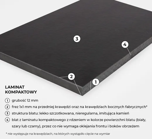 Blat EGGER W1101 ST76 Biały alpejski solid 4100x650x12 mm z laminatu kompaktowego z rdzeniem barwionym w masie