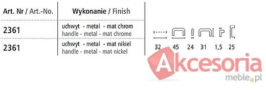 Uchwyt - metal - mat nikiel 2361