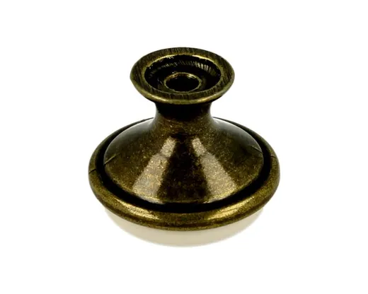 Gałka GP19 - mosiądz antyczny, porcelana mleczna z kwiatem / fi 29 mm