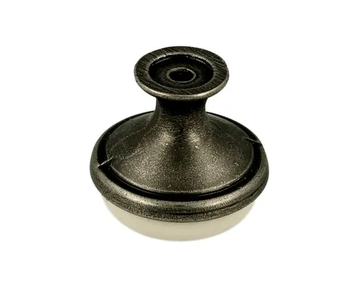 Gałka GP19 - nikiel patynowany, porcelana mleczna z kwiatem / fi 29 mm