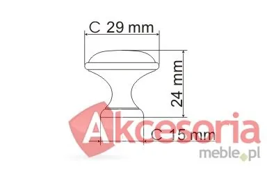 Rys. techniczny Gałka GP19 ZnAl Porcelana Mleczna MLK-3 Mosiądz antyczny(W)