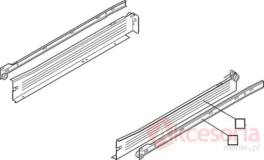 Szuflada METABOX 320N H=54mm Wysuw75% Kremowo-Biała dł.55cm Blum