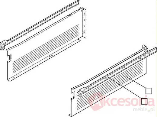 Szuflada METABOX 320H H=150mm Wysuw75% Kremowa dł.35cm Blum