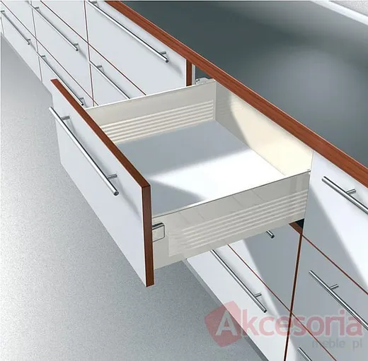 Szuflada METABOX 320H H=150mm Wysuw75% Kremowa dł.35cm Blum