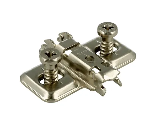Prowadnik krzyżakowy do zawiasu CLIP - nikiel / dyst. 0 mm / wys. 8.5 mm / regul. wysokości / z Euro