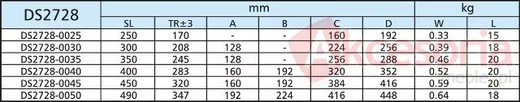 Prowadnica kulkowa 2728 Nierdzewna 25cm 20kg wysuw 75% Accuride