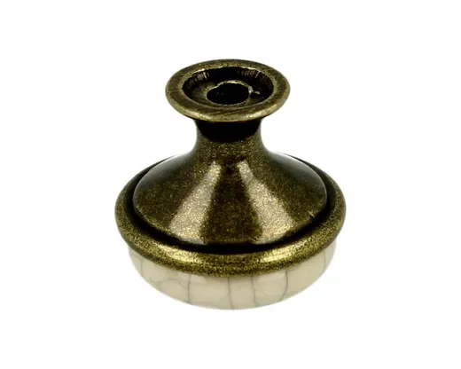 Gałka GP19 - mosiądz antyczny, mleczna porcelana popękana / fi 29 mm