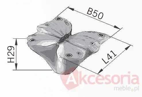 rysunek techniczny Gałka BUTTERFLY H040-40 - niebieski / 50 mm