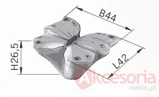 rysunek techniczny Gałka BUTTERFLY H041-42 - żółty / 44 mm