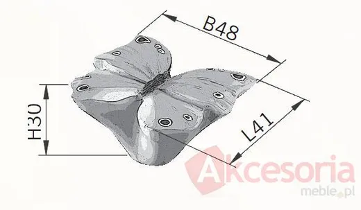 rysunek techniczny Gałka BUTTERFLY H045-40 - wielokolorowy / 48 mm