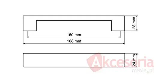 Rys. techniczny Uchwyt UU04 ZnAl Chrom 160mm(W)