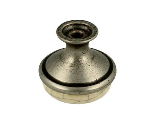 Gałka GP19 - nikiel patynowany, mleczna porcelana popękana / fi 29 mm