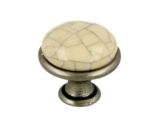 Gałka GP19 - nikiel patynowany, mleczna porcelana popękana / fi 29 mm