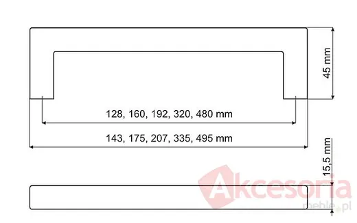 Rys. techniczny Uchwyt UU67 Stal nierdzewna rozstaw 192mm