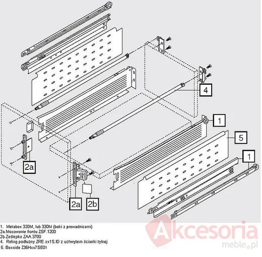 BOXSIDE Z36H Do Metabox Dł.500mm H=128mm Kremowo-Biały
