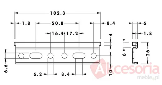 Rys. techniczny Listwa  Do Zawieszek CAMAR Dł. 200cm