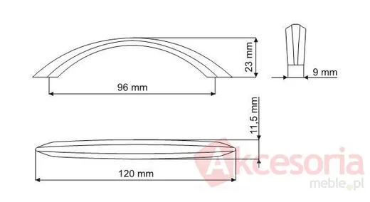 Uchwyt ZnAl US14 Nikiel Satynowy Rozstaw 96mm