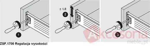 Metabox Mocowania frontu ZSF.1700 Komplet Do Wysokości M,K,H,B,D