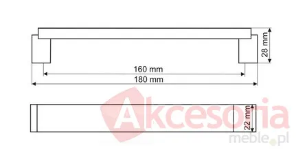 Uchwyt Aluminiowy US48 Czarny-Połysk Z Przetar. Rozstaw160mm(W)