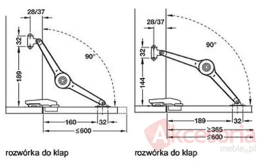 Podnośnik z Hamulcem Do Klap Ciężkich Drew. i ALU Szer od 45mm