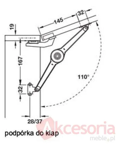 Podnośnik z Hamulcem Do Klap Ciężkich Drew. i ALU Szer od 45mm