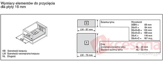 Tandembox TYŁ SZARY (H199mm/dł.677mm) Do Wysokości Boku D=198mm Szer.Korpusu 80cm