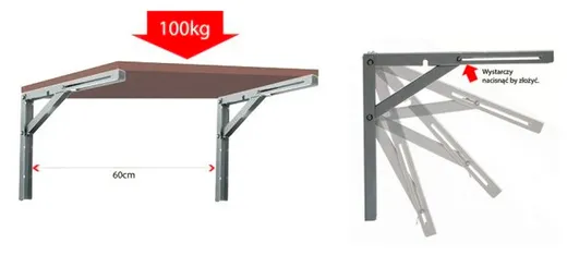 Wspornik składany pod półkę Airtic - szary / L-300
