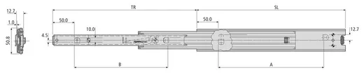 Prowadnica kulkowa DZ3320-50 / dł. 65 cm / 60 kg / wysuw ponad 100% 