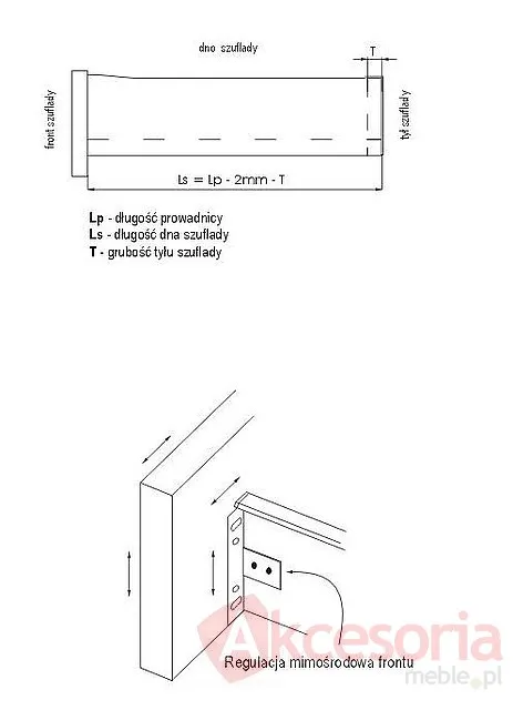 Zestaw prowadnic i boków H=118mm Dł.300mm Biały Gamet