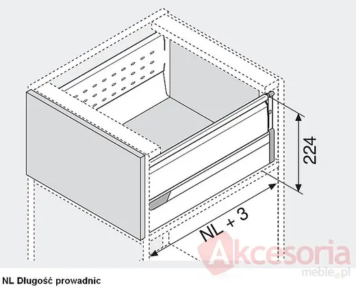 Szuflada Tandembox Wys.D=M+Boxside Z37H Dł.50cm 30kg SZARA