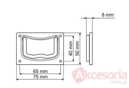 Rys. techniczny Kołatka UR11 ZnAl rozstaw 55mm patyna na mosiądzu