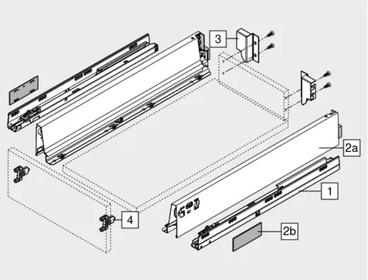 Szuflada TANDEMBOX ANTARO z hamulcem / wys. M=83 mm / dł. 45 cm / 30 kg / biały