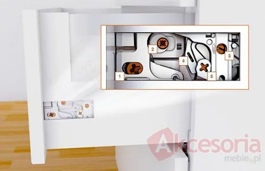 Szuflada INTIVO Wys.M=83mm dł.55cm 30kg INOX Hamulec Blum