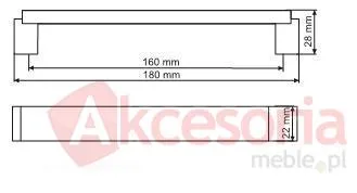 rys.tech. Uchwyt Aluminiowy US48 Biały połysk z przetarc. Rozstaw 160mm(W)