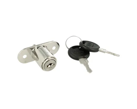 Zamek wciskany w systemie 1 klucza Siso X-1003 do drzwi przesuwnych - niklowany / fi 19 mm